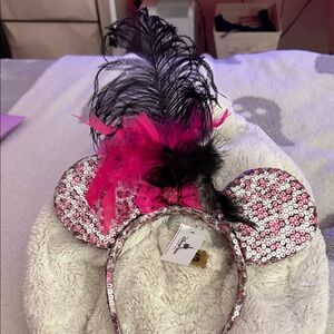 Sparkling Sequin Ears Headband with Feathers